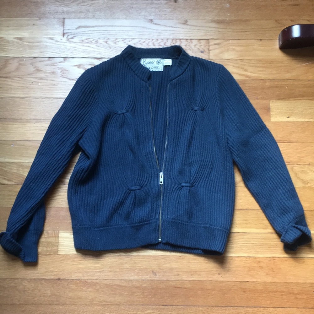Anthropologie Field Flower Blue Zip Jacket S